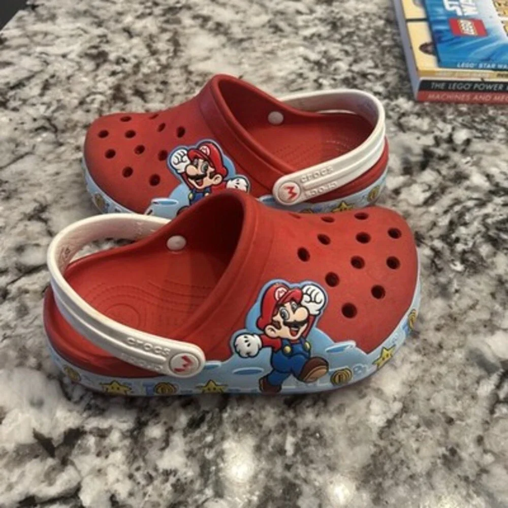 Kids Super Mario Bros. Crocs Shoes Rubber Slip-On Sandals J1 Boys TD Nintendo GS